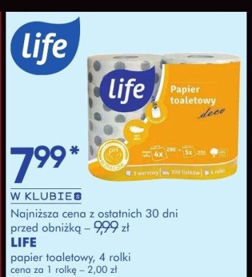 Papier toaletowy Life, 4 rolki promocja w Super-Pharm