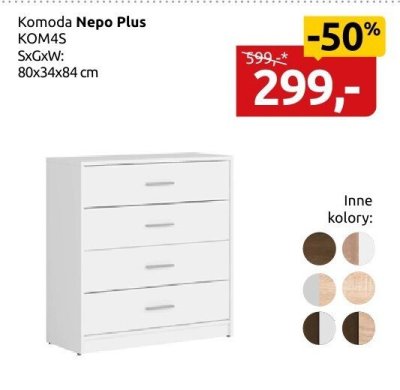 Komoda Nepo Plus KOM4S, 80x34x84 cm promocja w Black Red White