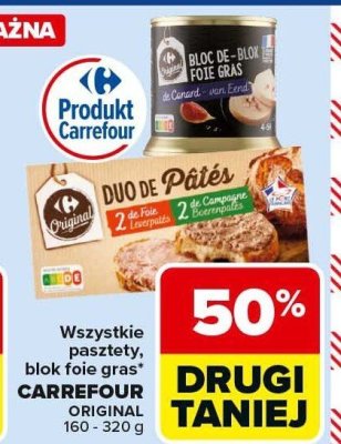 Pasztet blok foie gras CARREFOUR ORIGINAL promocja w Carrefour Market