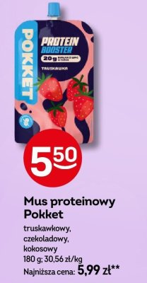 Mus proteinowy Pokket truskawkowy, czekoladowy, kokosowy promocja w Żabka