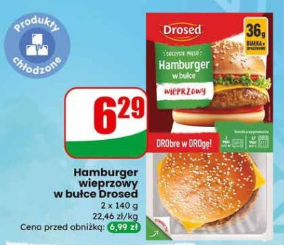 Hamburger wieprzowy w bułce Drosed promocja w Dino