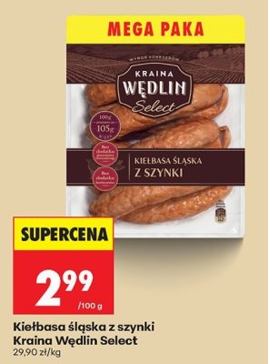 Kiełbasa śląska z szynki Kraina Wędlin Select promocja w Biedronka