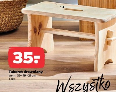 Taboret drewniany wym. 39×19×21 cm promocja w Netto