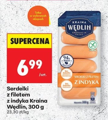 Serdelki z filetem z indyka Kraina Wędlin 300 g promocja w Biedronka