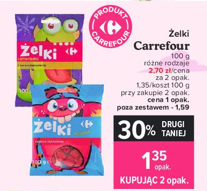 Żelki z sokiem owocowym kwaśne lemoniadki Carrefour promocja