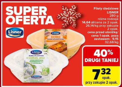 Filety śledziowe Lisner różne rodzaje promocja w Carrefour Market