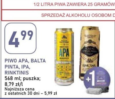 Piwo APA, Balta Pinta, IPA, Rinktinis promocja w Stokrotka