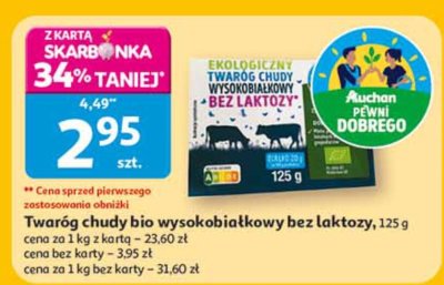 Twaróg chudy bio wysokobiałkowy bez laktozy promocja w Auchan