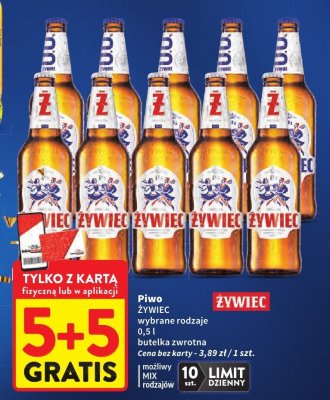 Piwo ŻYWIEC wybrane rodzaje 0,5 l butelka zwrotna promocja w Intermarche