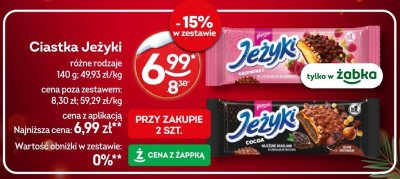 Ciastka Jeżyki różne rodzaje promocja w Żabka
