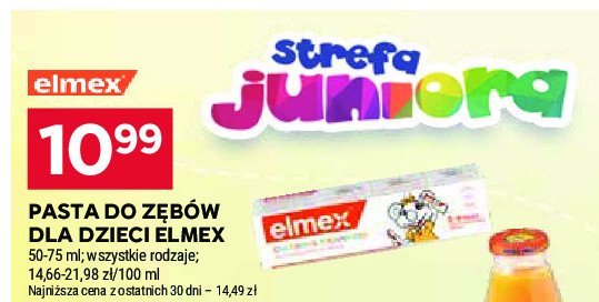 Pasta do zębów dla dzieci w wieku 0-6 lat Elmex junior promocja