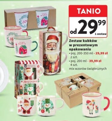 Zestaw kubków w prezentowym opakowaniu mix wzorów świątecznych promocja w Intermarche