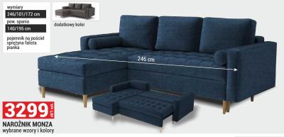 Narożnik MONZA 246/101/172 cm promocja w Merkury Market