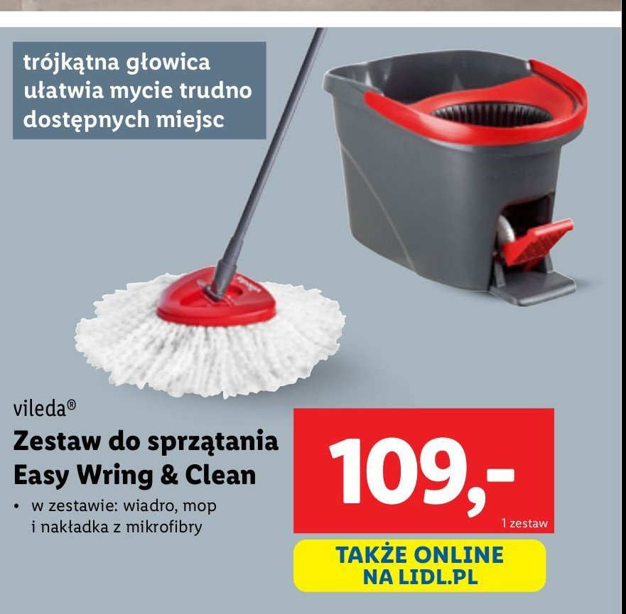 Mop easy wring and clean + wiadro Vileda promocja w Lidl