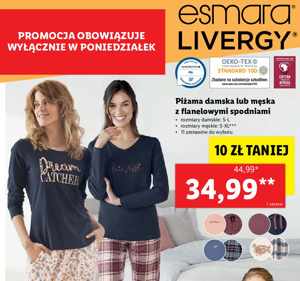 Piżama damska z flanelowymi spodniami s-l Esmara promocja