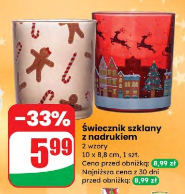 Świecznik szklany z nadrukiem promocja w Dino