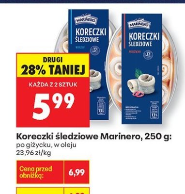 Koreczki śledziowe Marinero, 250 g po grzyćku, w oleju promocja w Biedronka