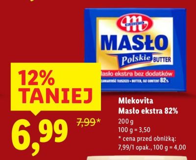 Masło ekstra 82% Mlekovita promocja w Lidl