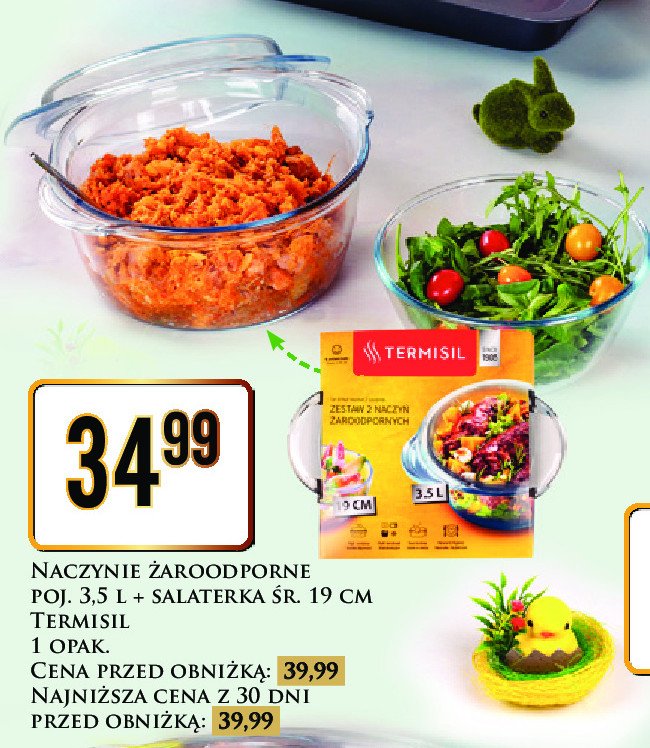 Naczynie żaroodporne 3.5 l + salaterka 19 cm Termisil promocja w Dino