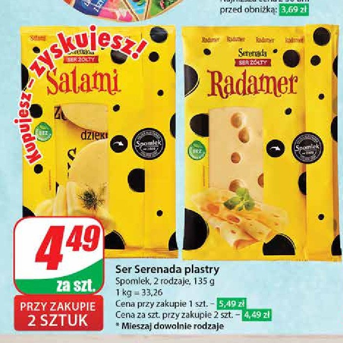 Ser żółty Serenada salami promocja w Dino