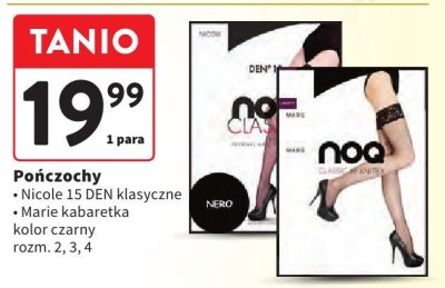 Pończochy Nicole 15 DEN klasyczne, Marie kabaretka, kolor czarny rozm. 2, 3, 4 promocja w Intermarche