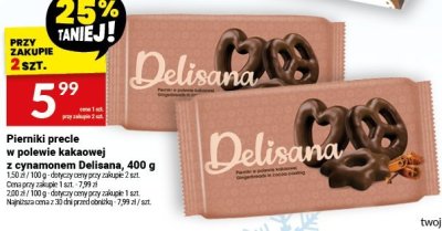 Pierniki precle w polewie kakaowej z cynamonem Delisana, 400 g promocja w Twój Market