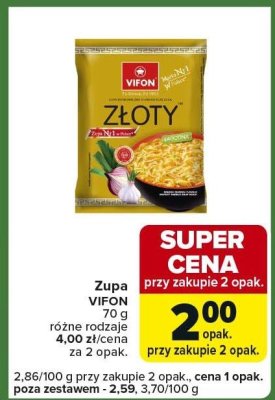 Zupa VIFON ZŁOTY 70g różne rodzaje promocja w Carrefour Express
