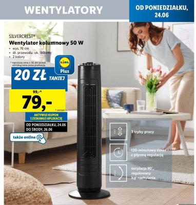 Wentylator kolumnowy 50 w Silvercrest promocja