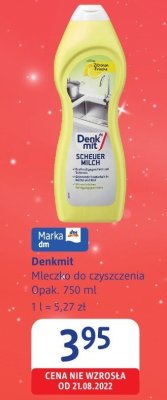 Mleczko do czyszczenia Denkmit Scheuer Milch promocja w Drogerie DM