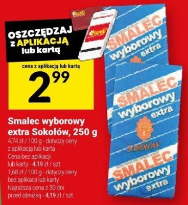 Smalec wyborowy extra Sokołów, 250 g promocja w Twój Market