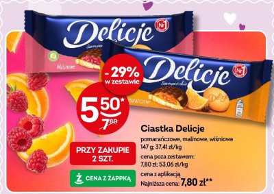 Ciastka Delicje malinowe promocja w Żabka