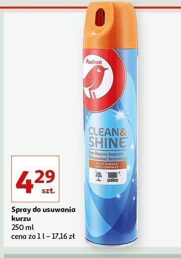 Spray do usuwania kurzu z mebli Auchan clean & shine promocja