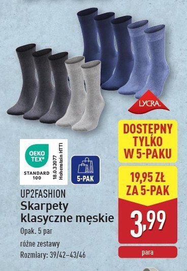 Skarpety męskie Up2fashion promocja w Aldi