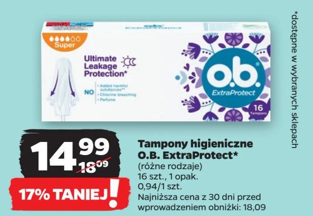 Tampony super O.b. extra protect promocja