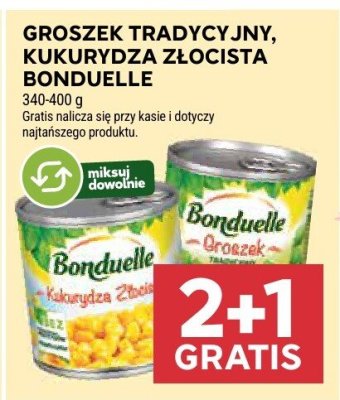 Groszek tradycyjny, kukurydza złocista Bonduelle promocja w Stokrotka