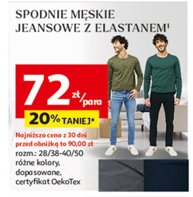 Spodnie męskie jeans 28/38-40/50 Auchan inextenso promocja