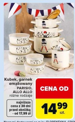 Kubek, garnek emaliowany PARISIO, ALLO ALLO różne rodzaje promocja w Carrefour