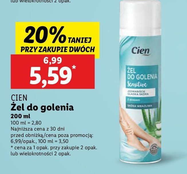Żel do golenia sensitive Cien promocja w Rossmann
