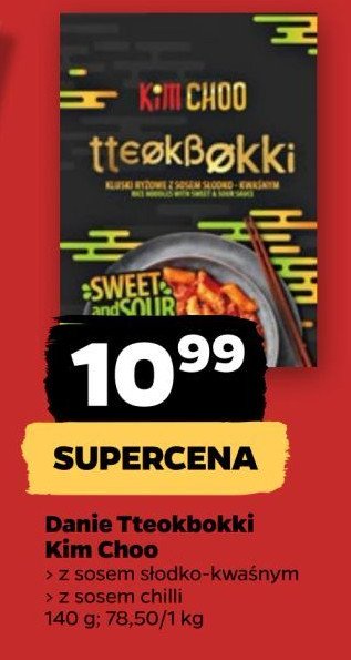 Danie tteokbokki z sosem słodko- kwaśnym Kim chook promocja w Netto