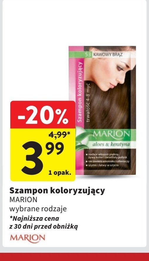 Szamponetka koloryzująca 53 MARION ALOES & KERATYNA promocja w Intermarche