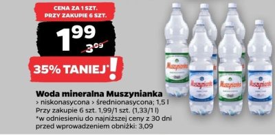 Woda mineralna średnionasycona 1,5 l promocja w Netto
