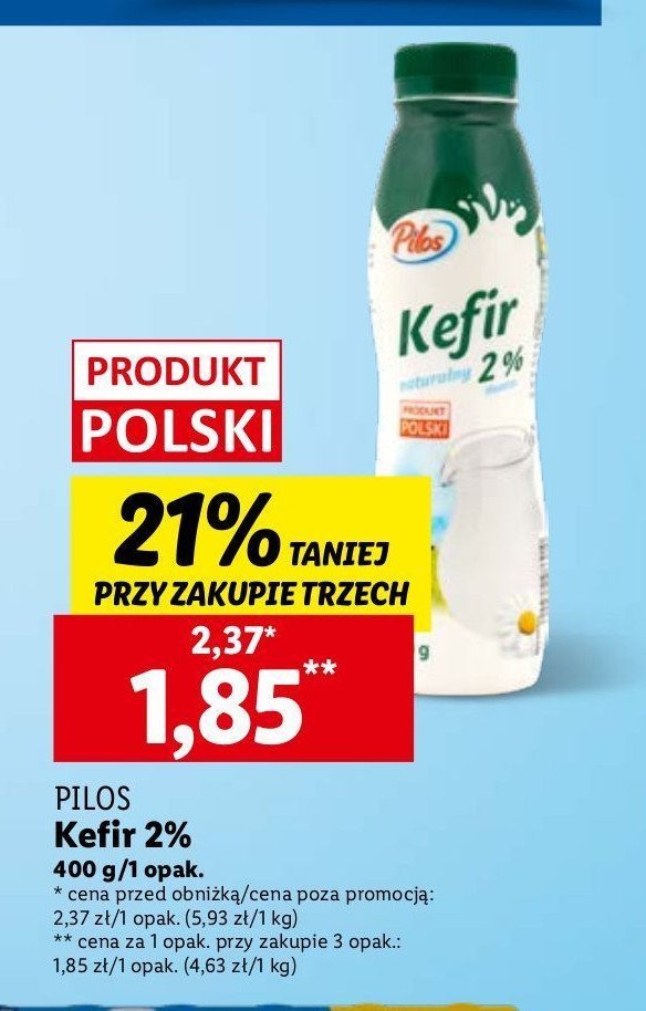 Kefir naturalny 2 % Pilos promocja