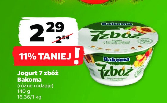 Jogurt z brzoskwiniami i ziarnami zbóż Bakoma 7 zbóż promocja