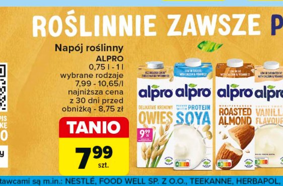 Napój sojowy waniliowy Alpro soya promocja