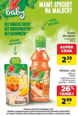 Deser dla dzieci w saszetce Kubuś Baby w saszetce Lubella promocja w Carrefour
