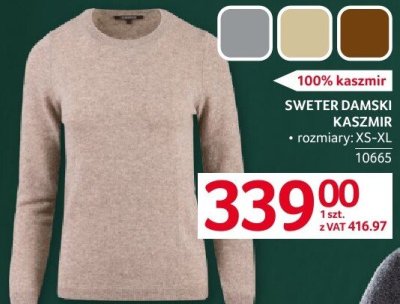 Sweter damski kaszmir, rozmiary: XS-XL, różne kolory promocja w Selgros