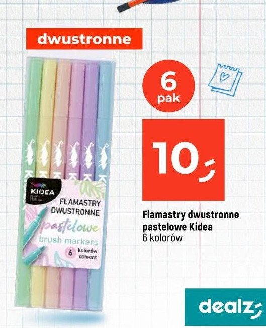 Flamastry dwustronne pastelowe Kidea promocja