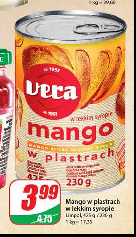 Mango w lekkim syropie Vera promocja