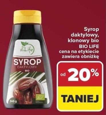 Syrop daktylowy, klonowy bio BIO LIFE promocja w Carrefour