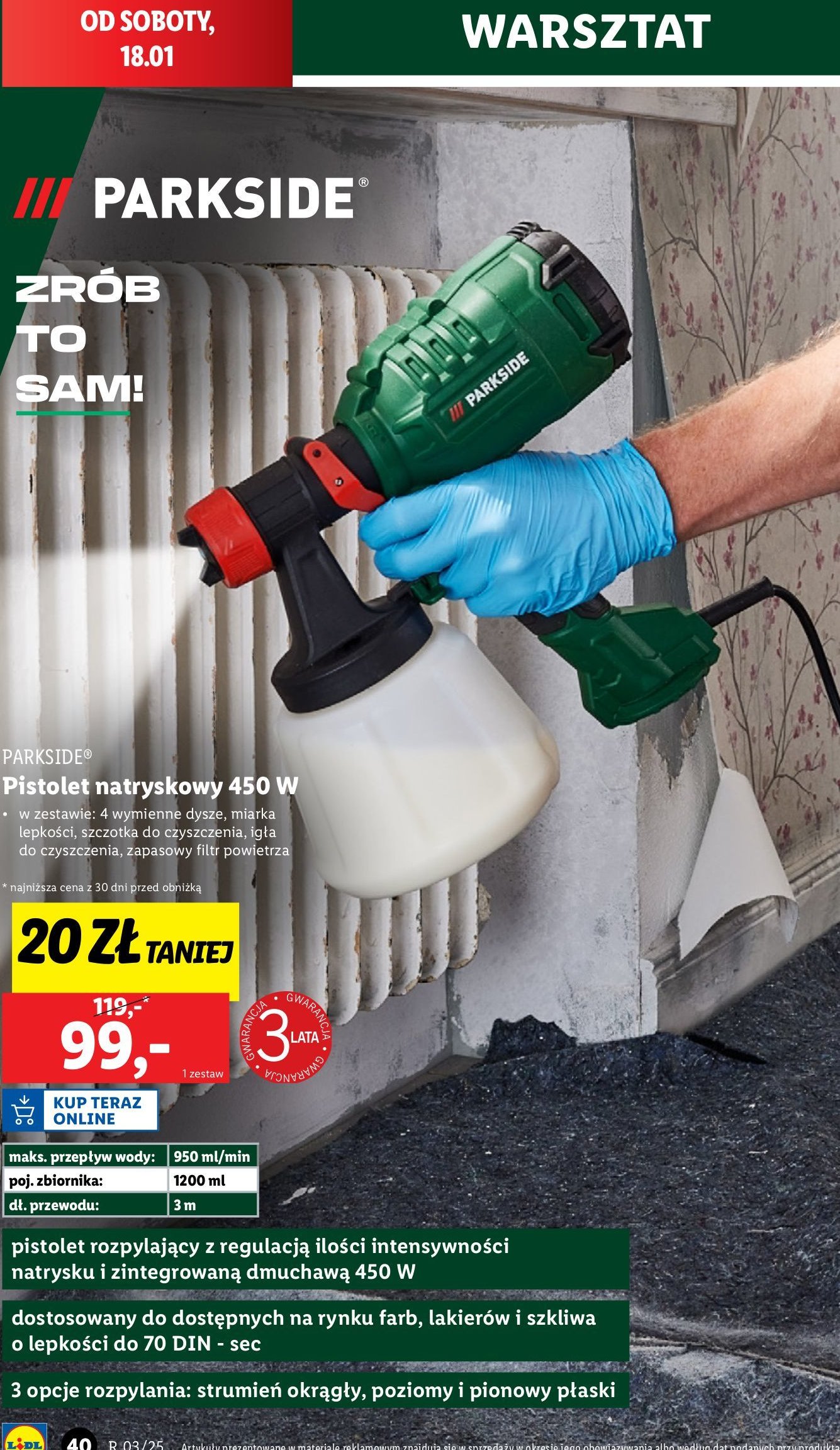 Pistolet natryskowy do malowania 450 w Parkside promocja w Lidl